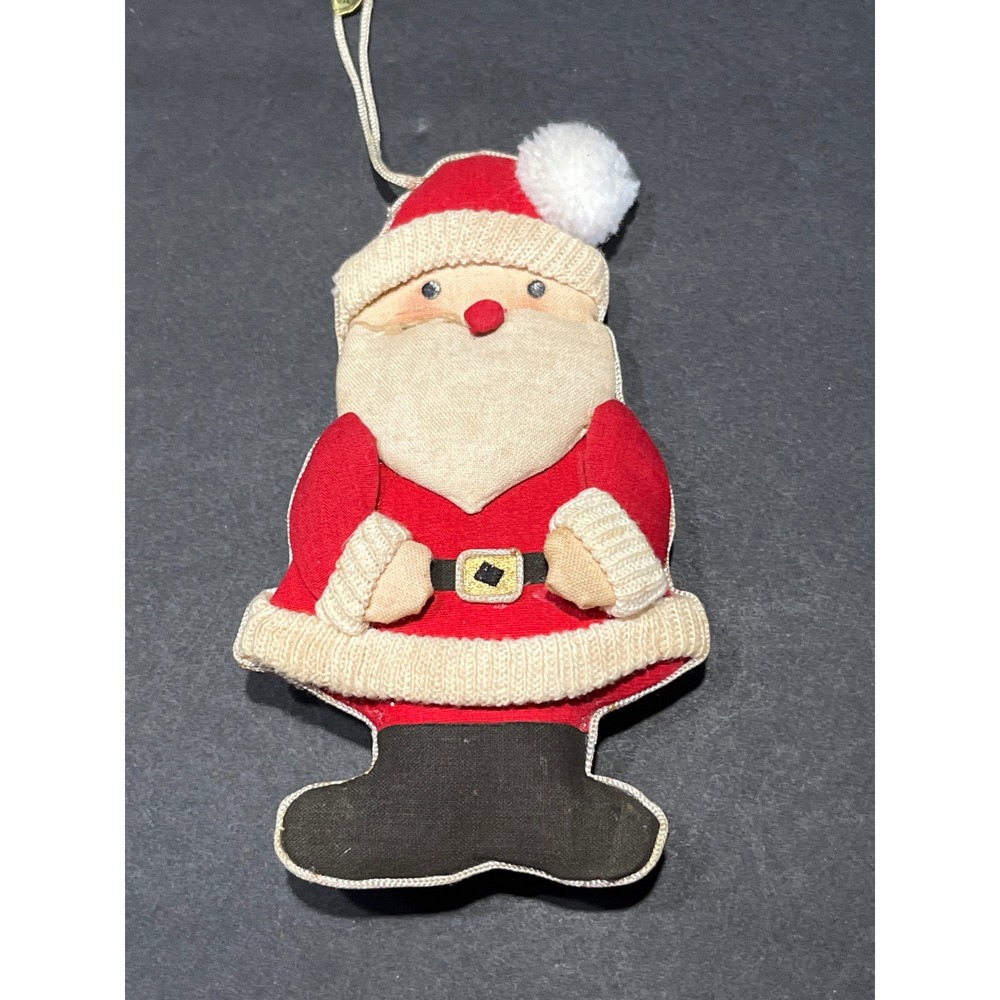 Vintage Fabric Santa Claus Christmas Ornament Padded Plush Holiday Decoration
